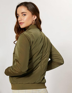 New Premium Quality Stylish <b>Women's</b> Varsity <b>Bomber</b> <b>Jackets</b> Stand Breathable Nylon Waterproof Finished Custom Logo Plain Dyed - Product Image 4