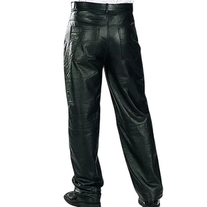 Pantalones de Cuero para Motocicleta, Personalizados, Negros, Mate, de Cuero Genuino, con Cordón, Estilo Casual, Transpirables, Resistentes al Viento, para Hombre, Corte Recto y Ajustado, OEM - Product Image 6