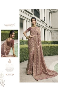 Saree de seda suave de diseñador indio con hermoso trabajo de bordado, Sari de ropa de boda, Sari de desgaste de fiesta de diseñador - Product Image 2