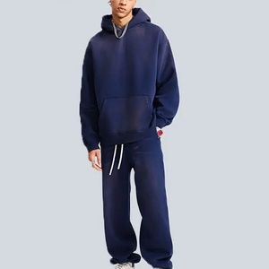 Ensemble sweat-shirt et pantalon de survêtement unisexe noir à manches longues, couleur unie, vêtements décontractés, coton tricoté, coupe ample, toutes saisons, style streetwear - Product Image 6