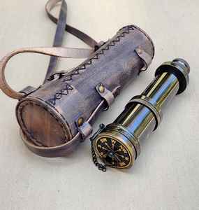 Télescope en laiton nautique avec options de boîtier en cuir et en bois, style vintage, noir/brun, fait à la main pour la décoration intérieure, artisanat Calvin - Product Image 4