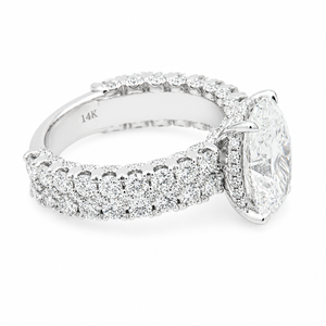 Bague de fiançailles en or blanc 14 carats avec diamant ovale cultivé en laboratoire certifié IGI, clarté VVS2, couleur E, 3,02 carats, poids total des pierres 5,22 carats - Product Image 2