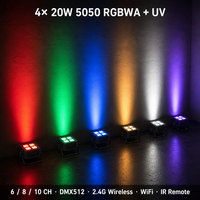 Projecteur LED 80W RGBWA+UV sur batterie IP65 5000mAh 15H sans fil DMX512 2.4G WiFi Écran tactile Haute CRI 90 pour Mariages et Événements Scéniques