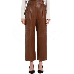 Pantalon en cuir de qualité supérieure pour femmes sur Logo personnalisé en gros et design unique pour l'hiver avec style avant plat - Product Image 3