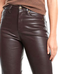 Pantalon en cuir pour femme, mode urbaine d'hiver, coupe droite, léger, imperméable, écologique, pour un usage quotidien - Product Image 4