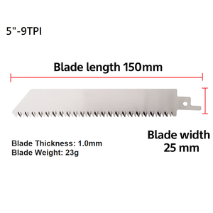 5-Inch 9 Teeth Multi-Purpose <b>Reciprocating</b> Saw <b>Blade</b> 150mm High Carbon Steel 1.0mm Thickness DIY OEM - Product Image 3