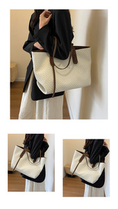 Title: Stylish Woven <b>Tote</b> <b>Bags</b> Set in Neutral Tones Perfect for Everyday Use and Fashionable Outings - Product Image 2