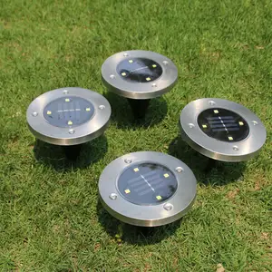 Lampu LED jalur taman tenaga surya, lampu pagar luar ruangan tahan air lampu tanam di tanah halaman rumput lampu taman tenaga surya