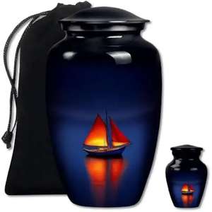 Urna de cremación de Metal altamente decorativa, suministros de decoración funeraria, urnas para cenizas grabadas en banda para cenizas humanas adultas de la India - Product Image 2