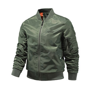 Men's High Quality Winter Bomber <b>Jacket</b> Solid Color Eco-Friendly Waterproof Quick Dry Windproof Breathable <b>Canvas</b> Stand Collar - Product Image 1
