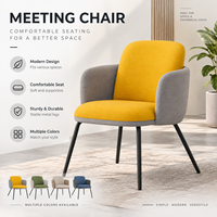 Fauteuil minimaliste en tissu rembourré avec accoudoirs intégrés, chaise à quatre pieds à hauteur fixe pour chambre d'hôtel, café, coin lecture