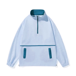 Veste en jean vintage pour homme, demi-zip, automne 2026 |   Couche de base à manches longues |   Vêtement de rue décontracté et tendance, imperméable et respirant, devant - Product Image 1