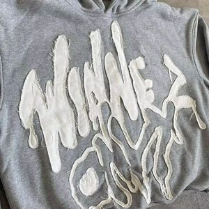 Sudadera con capucha Vintage 500 Gsm 100% de algodón con cremallera para hombre, parche bordado desgastado de gran tamaño, trabajo, temporada de invierno, Puff con capucha alta - Product Image 2