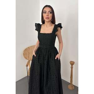 <b>Black</b> <b>Lace</b> Embroidered Dress - <b>Black</b> - Product Image 3