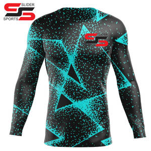 Logotipo personalizado Rash Guard Hombres Nylon de alta calidad Gimnasio Ropa de entrenamiento Camisas de compresión largas Base sublimada Skin Fit MMA Camisas - Product Image 4