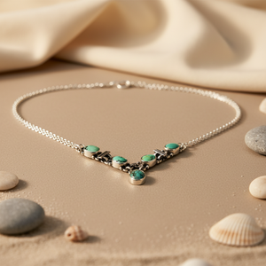 Collier chaîne tendance en turquoise plaqué or 925 pour femmes, à porter au quotidien et en cadeau - Product Image 1