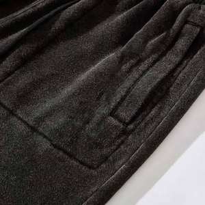 High Street Style personnalisé imprimé solide en détresse lavé à l'acide surdimensionné bord brut sueur noir Shorts taille élastique Streetwear - Product Image 4