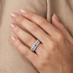 <b>Vintage</b> White <b>Gold</b> Double Eternity <b>Ring</b> with Invisible Set Zircon Stones - Product Image 2