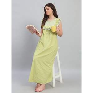 Camisón Elegante de Algodón 100% con Encaje para Mujer, Primavera/Verano - Product Image 1