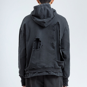 Basics Luxury Sweat à capuche oversize vintage pour homme, double couche, coupe courte, délavé à l'acide, style streetwear avec techniques pour l'hiver - Product Image 4