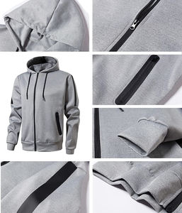 Ensemble de survêtement 2 pièces pour homme, décontracté, à capuche, avec fermeture éclair complète - Product Image 3