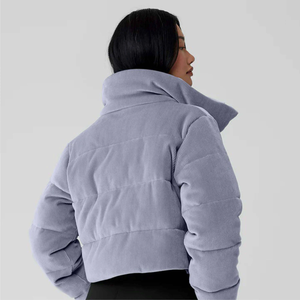 Dernière veste d'hiver matelassée en duvet de canard personnalisée, imperméable, en toile, col montant, logo frontal, hommes, grande taille, veste d'hiver matelassée - Product Image 5