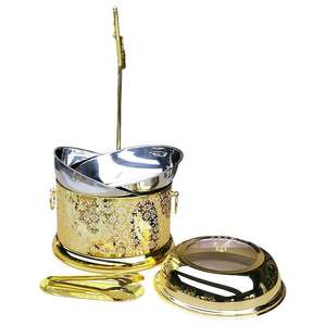 European Style 8L Stainless Steel Luxury Gold Hot Pot Fuel <b>Heated</b> <b>Food</b> <b>Warmer</b> Hanging Lid - Product Image 2