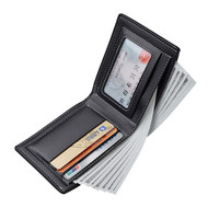 Dompet Pendek Pria DEABOLAR Kulit PU Gaya Slim Lipat Embossed Normcore/Minimalis Tempat Kartu Kredit Motif Kulit Kuda Gila