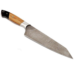 Juego de Cuchillos de Chef Profesional Burraq de 9 Piezas, Hecho a Mano, de Acero de Damasco y Acero al Carbono, con Mango de Madera, Ambidiestro, Apto para Lavavajillas, Moderno - Product Image 3