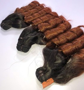 Extensions de cheveux humains en vrac AZURA HAIR du Vietnam, couleur brun-roux auburn, vierges, double trame, double tirage, 100g, pour tissage de cheveux - Product Image 3