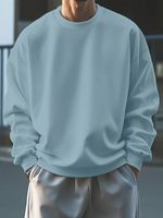 Sweat-shirt à col rond ample en coton écologique avec logo graphique personnalisé, tendance hiver, vente chaude, pour hommes, en gros
