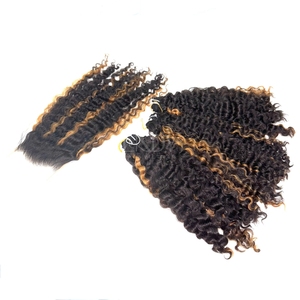 Meilleure vente de bonne qualité Super Double dessiné birman bouclé couleur 3 faisceaux avec 1 fermeture 6x6 ensemble pour faire des perruques - Product Image 1