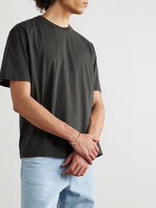 Huzaifa Products T Shirt en coton épais de haute qualité avec logo personnalisé T-shirt côtelé vierge à col rond pour homme - Product Image 2