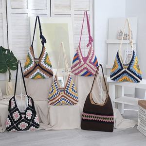 Hand-crocheted Single-shoulder <b>Bag</b> with French-style Cut-out Design, Women's <b>Bag</b> for Seaside Vacation, Casual Beach <b>Straw</b> <b>Bag</b> - Product Image 1