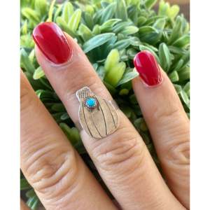 For Philips Tsosie Handmade Men's <b>Ring</b> Kingman Turquoise & Sterling Silver <b>Dainty</b> Bezel Setting Size 5.25 Everyday Wear - Product Image 2