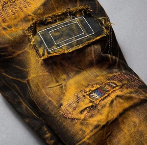 Très demandé pour hommes Jeans évasés lourds Stretch Denim Pantalon en coton Streetwear Broderie Noir Pantalon moulant Motif - Product Image 3