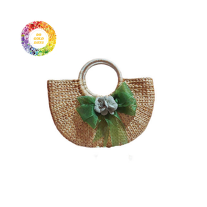 Sac fourre-tout chic en jacinthe d'eau tissé à la main avec doublure en coton doux et détail floral sac à main en paille à la mode pour les femmes - Product Image 4