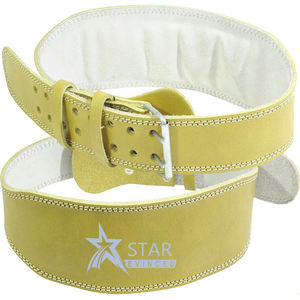 <b>Powerlifting</b> Bodybuilding Weightlifting Gym Genuine Cowhide Leather <b>Belt</b> with Double Prong Custom Logo Black Buckle for Support - Product Image 3