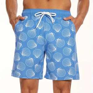 Pantalones cortos de algodón informales de cintura alta para hombre, malla antiarrugas, estampado sólido, cinturón con cordón, logotipo ecológico, playa de verano de Vietnam - Product Image 6