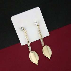 Urthn AD Stone Gold Plated Dangler <b>Earrings</b> 1315879 Religious Ethnic Style <b>Drop</b> Stud Party Suitable Made Brass <b>Pearl</b> Diamond - Product Image 1