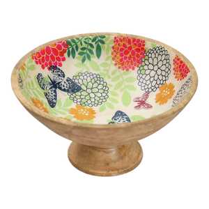 Cuenco de madera de mango con estampado floral esmaltado ecológico hecho a mano para servir sopa para restaurantes, hoteles y fiestas - Product Image 2