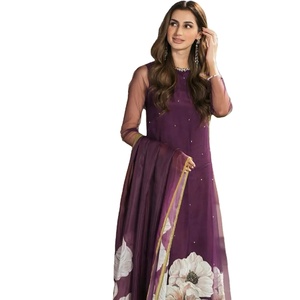 ชุดเดรสลูกไม้เบาสบายสไตล์บอลลีวูดสำหรับผู้หญิง ปี 2025 ตกแต่งด้วยกระดุม ระบายอากาศได้ดี ความยาวระดับเข่า ทรงเอไลน์ สีตัดกัน เหมาะสำหรับงานปาร์ตี้ - Product Image 1