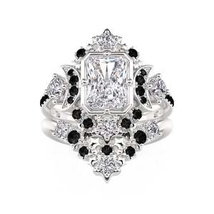 Ensemble de bagues de mariée Jeulia Star Moon Radiant Cut en argent sterling - Product Image 2