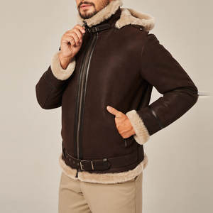 Tendance hommes B3 en peau de mouton en peau de mouton haute qualité Durable veste en cuir pour hommes écologique grande taille Biker Faux - Product Image 3