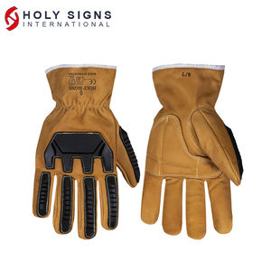 Gants de protection industriels en cuir de vachette et de mouton brun de qualité supérieure avec protection contre les impacts TPR pour la conduite, vente en gros - Product Image 6