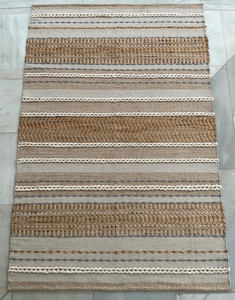 Handwoven Modern <b>Striped</b> Design Jute Rug Lightweight Cotton Jute Area Rug Durable Dhurry Indian Factory Technique Handmade - Product Image 6
