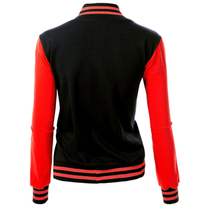 Chaqueta de bombardero Varsity para mujer Otoño Invierno cuero informal con cuello de pie cuello desmontable relleno de algodón - Product Image 5