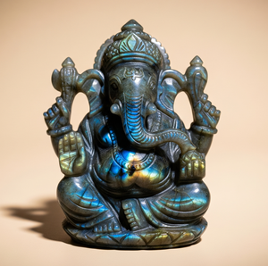 Fait à la main Inde Seigneur Ganesha Religieux Gravé Oeil de Tigre Pierre Gemme Sculpture Sculpté Pierre Semi-Précieuse Artisanat Cadeau D'affaires - Product Image 5