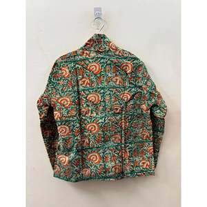 Autumn/Winter <b>Corduroy</b> <b>Jacket</b> Maharaja's Garden Deep Forest Green Hand-Embroidered Linen Lining Leather Shell Satin Outerwear - Product Image 4