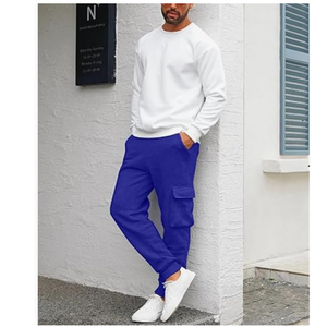 BD hommes décontracté Cargo pantalons de survêtement avec bouton décoration poids lourd taille élastique Baggy survêtement pantalon polaire pantalon avec poches - Product Image 4